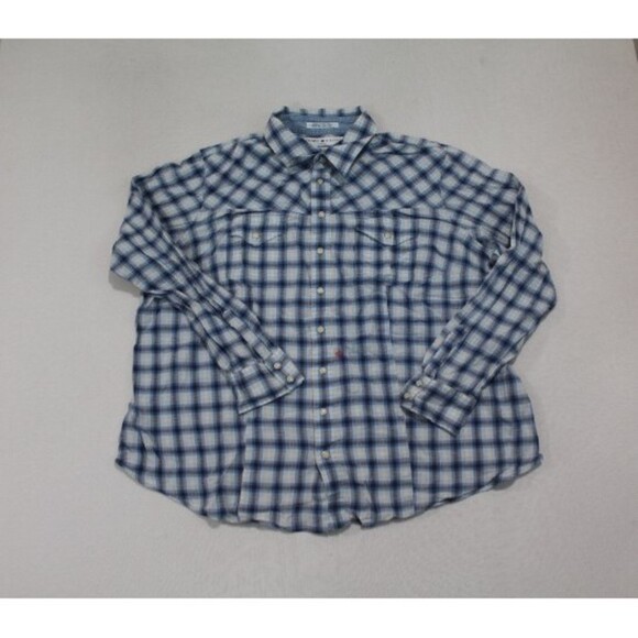 Tommy Hilfiger Woman Blue Plaid Stretch Button Down Casual Size 16 - Picture 1 of 7